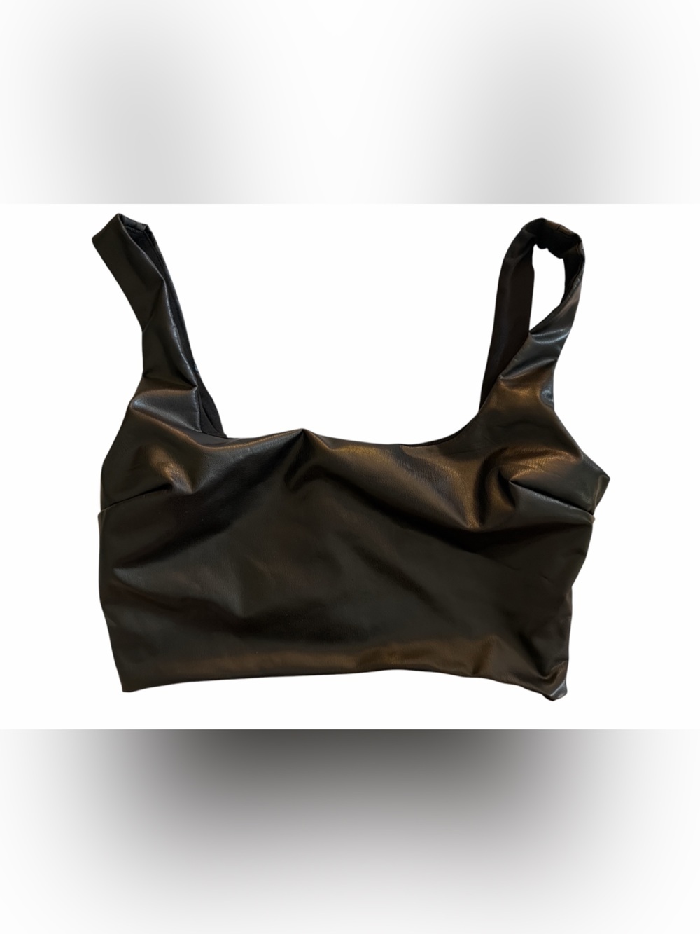 Forever 21 Black Faux Leather Crop Tank